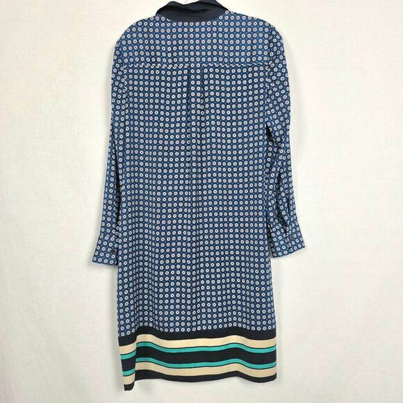 Ann Taylor Geometric Print Shirt Dress Blue Teal Small - Picture 6 of 9